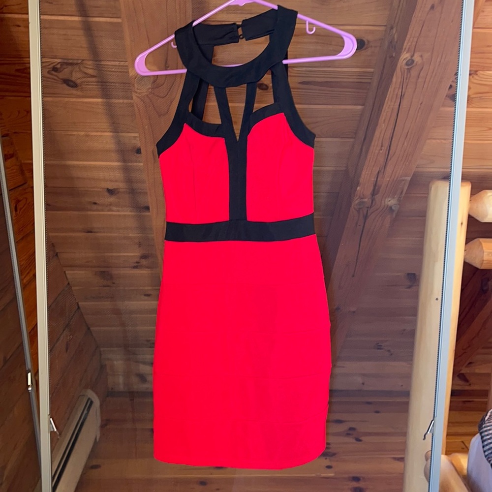 Red & Black Sexy bodycon Part Dress